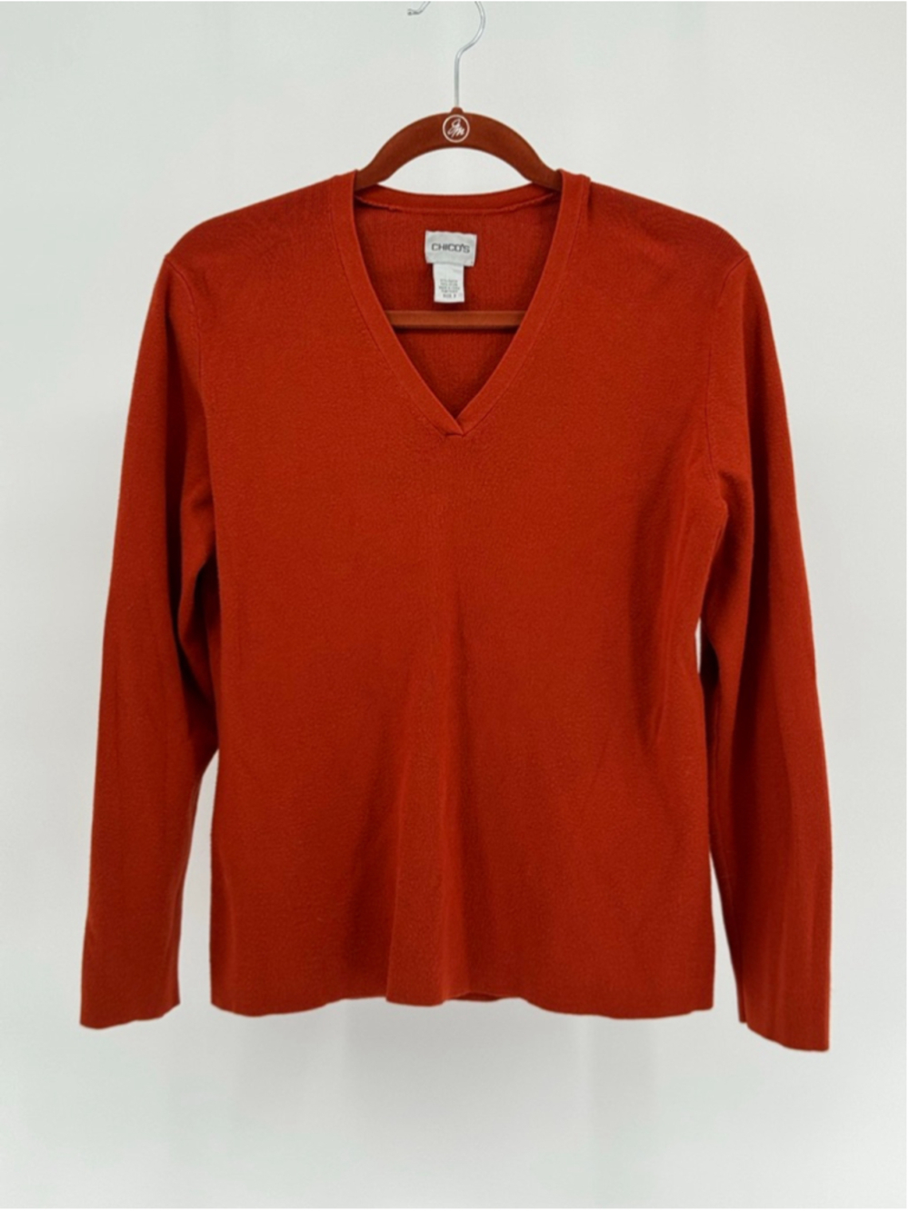 Chico's Woman's Rust V-Neck Sweater Size Large